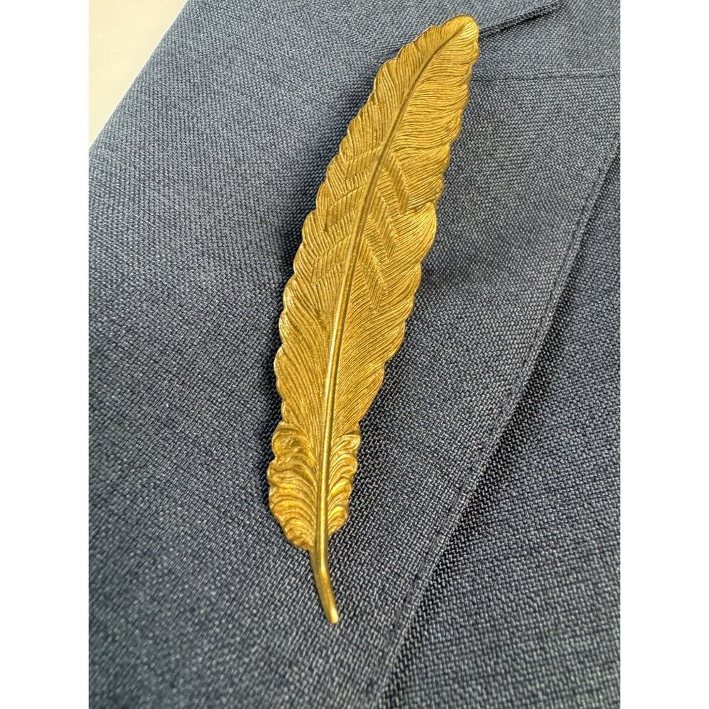 Vintage Gold-Tone Feather Brooch Pin